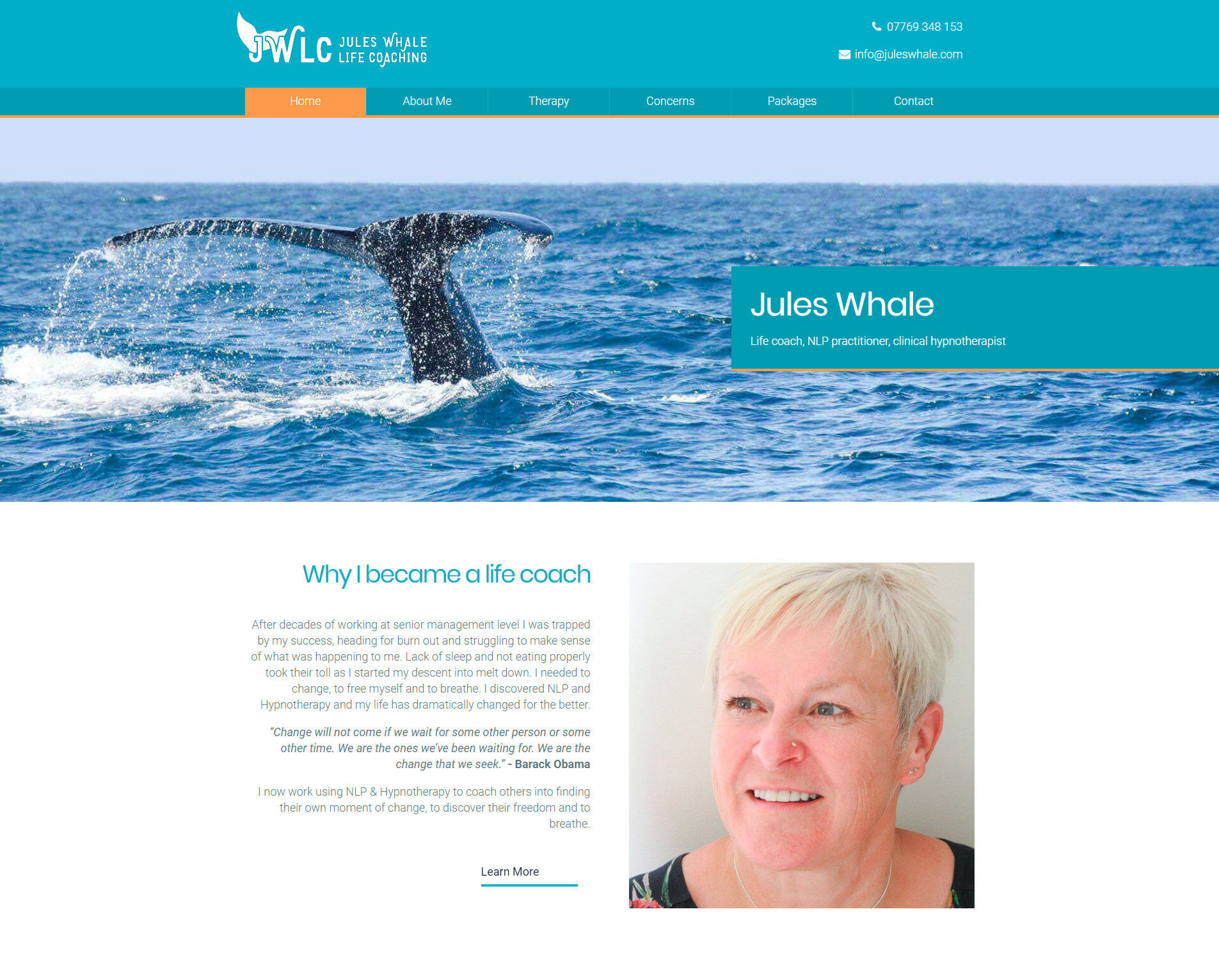 Jules Whale Life Coach Website Preview