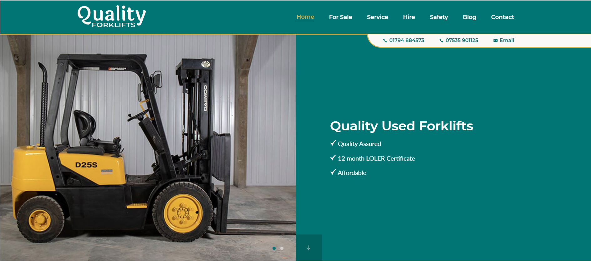 Quality forklifts website header.