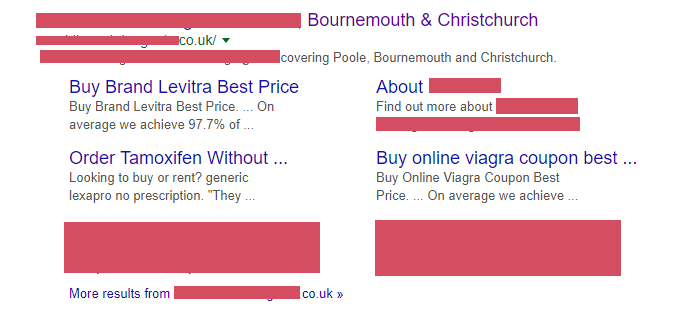 Hacked website in SERP