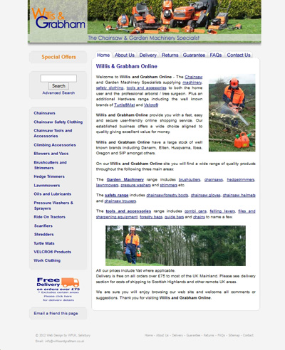 Willis and Grabham old eCommerce website design